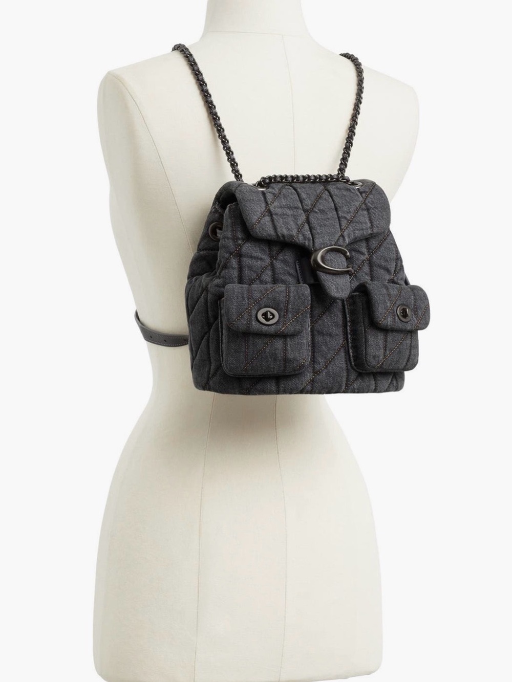 COACH
Tabby Quilted
Denim Backpack. New no tag - Picture 2 of 12